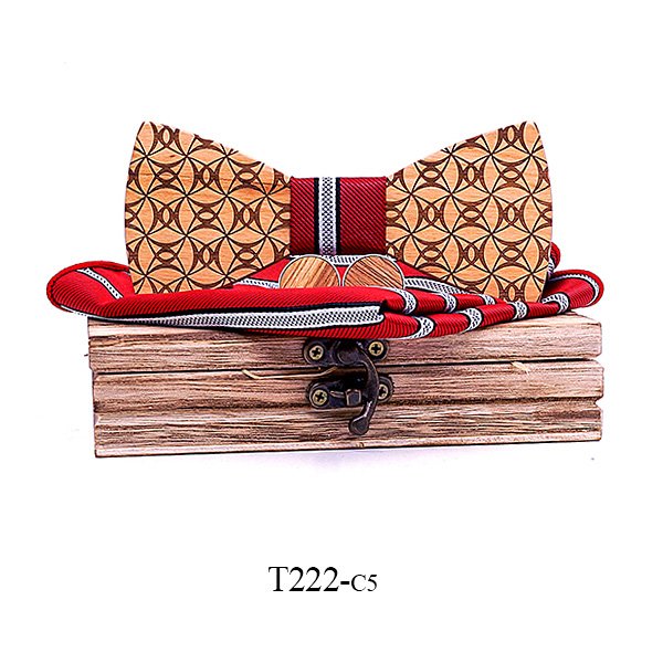 T222 T222  Grid Lattice Cutout Bow Tie Set, Walnut — colour C5