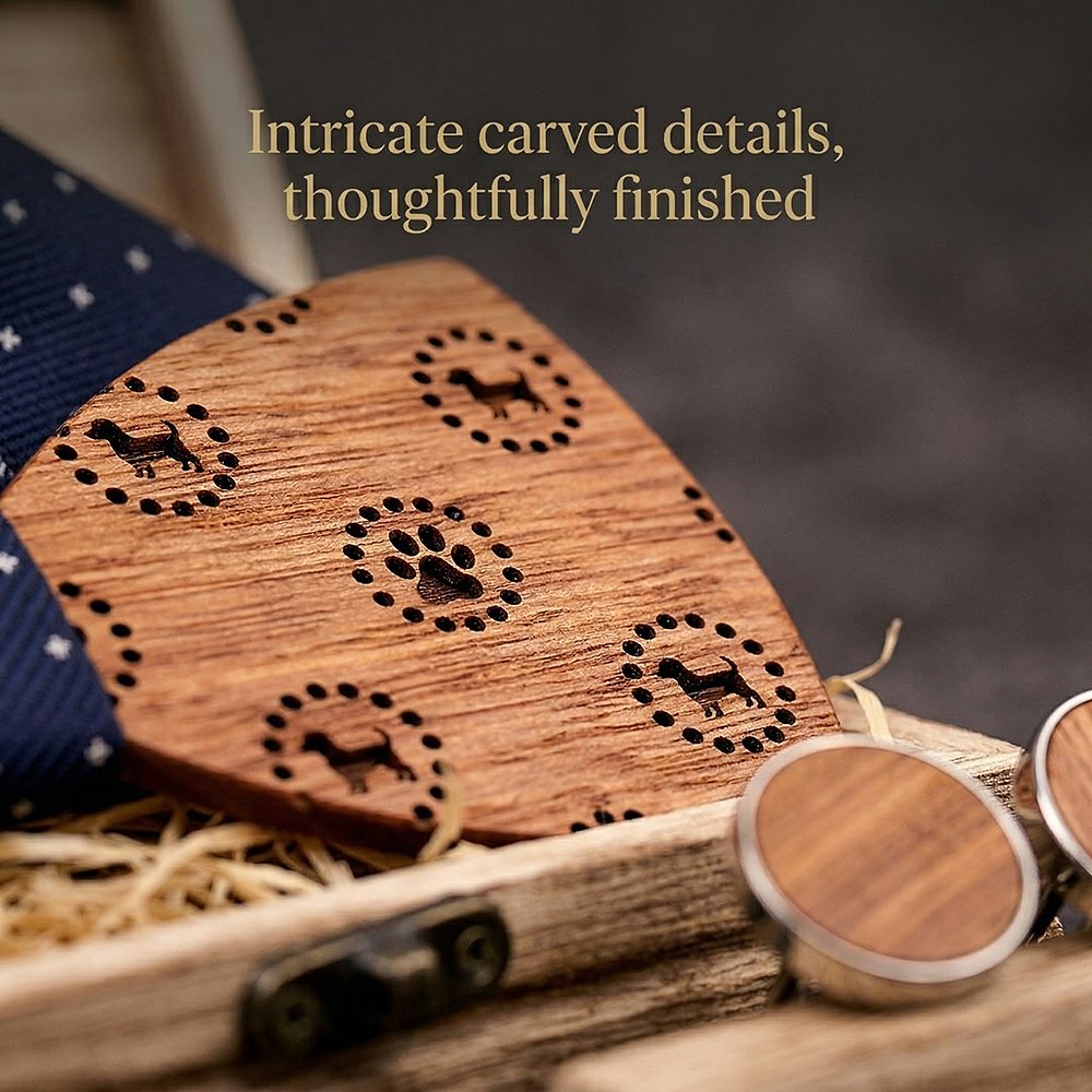 T223 T223  Dot Cutout Bow Tie Set, Walnut — view 3