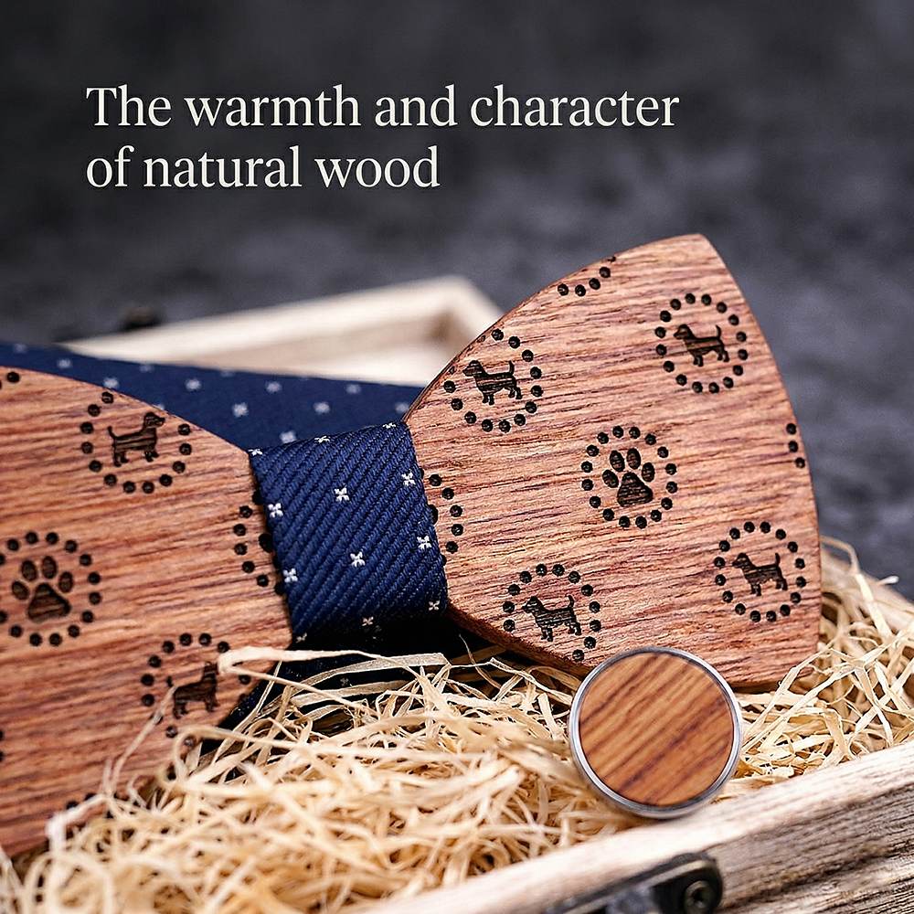 T223 T223  Dot Cutout Bow Tie Set, Walnut — view 5