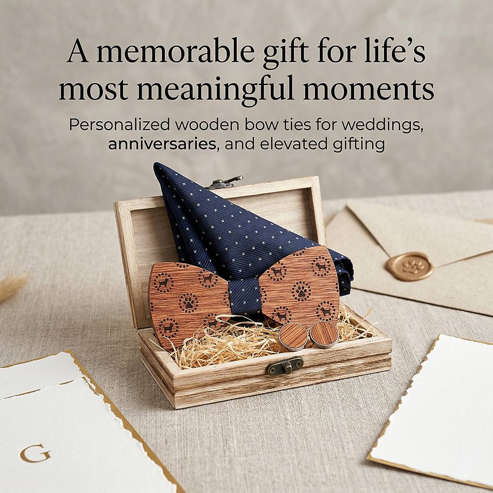 T223 T223  Dot Cutout Bow Tie Set, Walnut — view 6