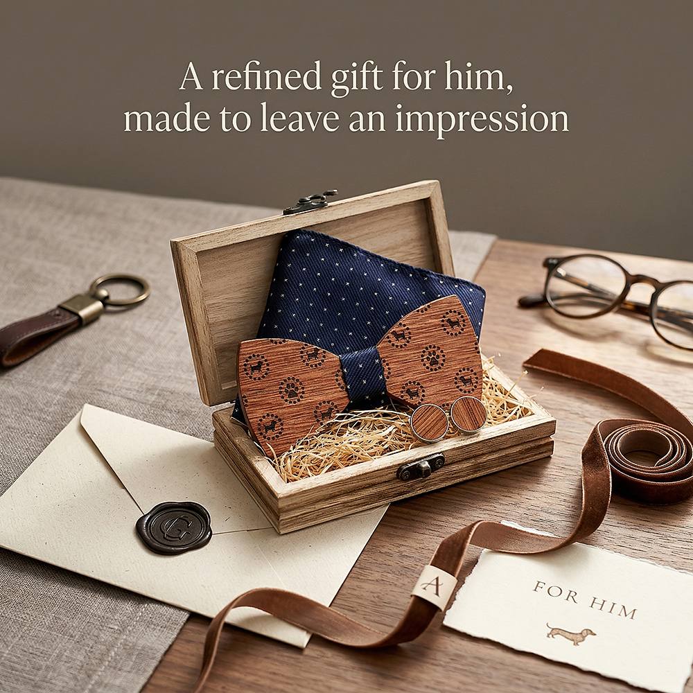 T223 T223  Dot Cutout Bow Tie Set, Walnut — view 9