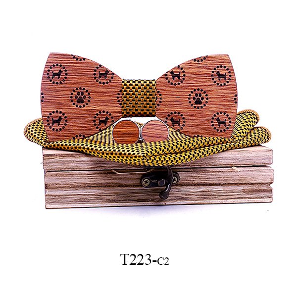 T223 T223  Dot Cutout Bow Tie Set, Walnut — colour C2