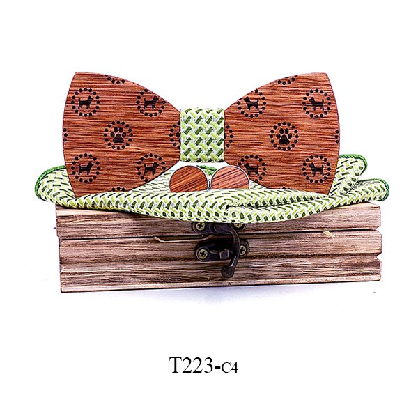 T223 T223  Dot Cutout Bow Tie Set, Walnut — colour C4