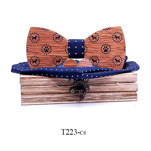 T223 T223  Dot Cutout Bow Tie Set, Walnut — colour C6