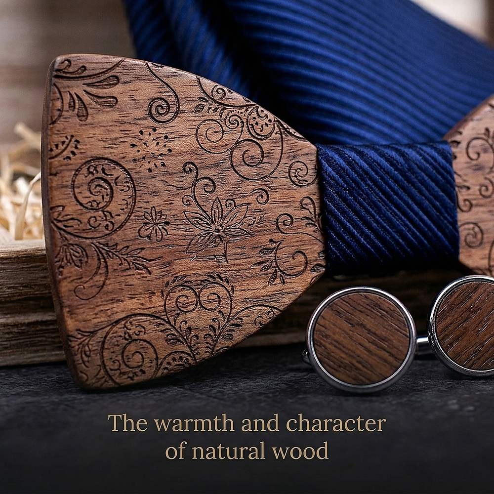 T224 T224  Solid Grain Bow Tie Set, Walnut — view 5