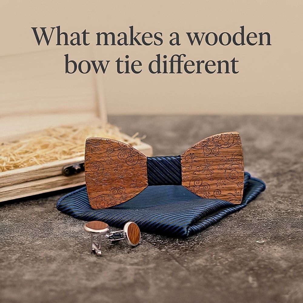 T224 T224  Solid Grain Bow Tie Set, Walnut — view 8