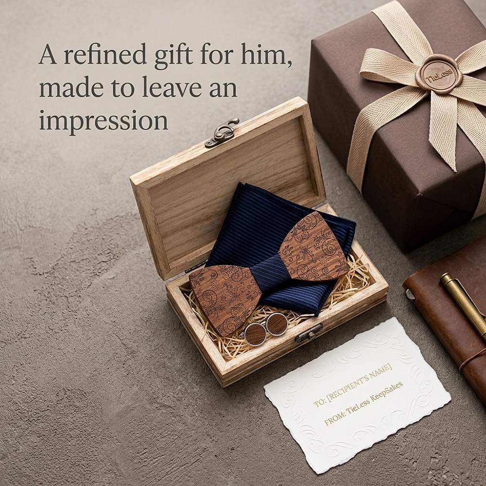 T224 T224  Solid Grain Bow Tie Set, Walnut — view 9