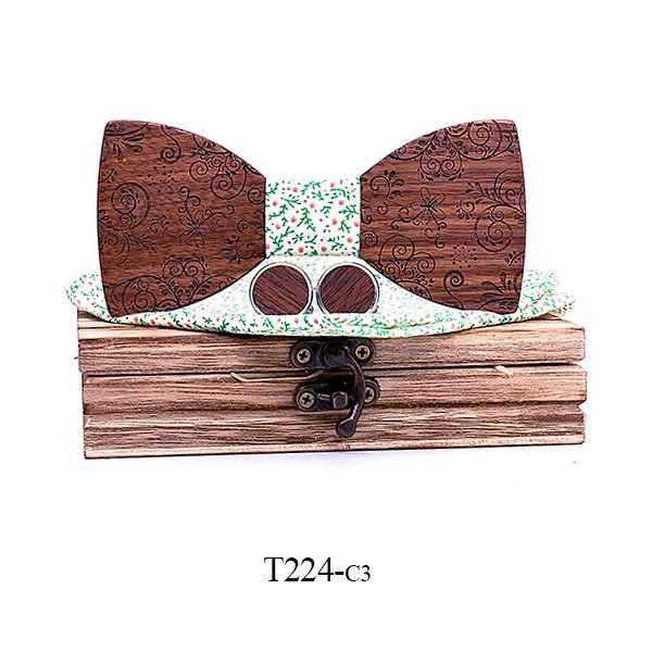 T224 T224  Solid Grain Bow Tie Set, Walnut — colour C3