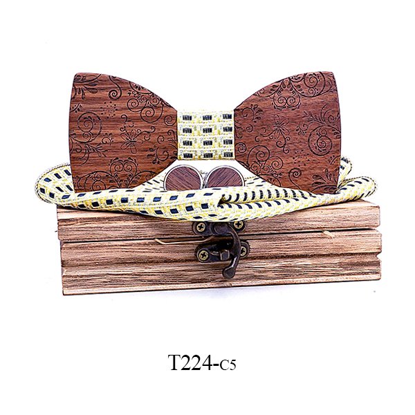 T224 T224  Solid Grain Bow Tie Set, Walnut — colour C5