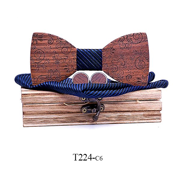 T224 T224  Solid Grain Bow Tie Set, Walnut — colour C6