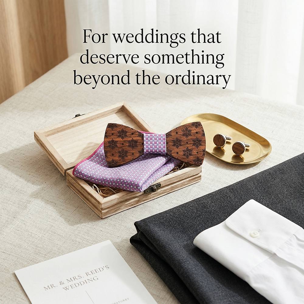 T228 T228  Snowflake Cutout Bow Tie Set, Walnut — view 2
