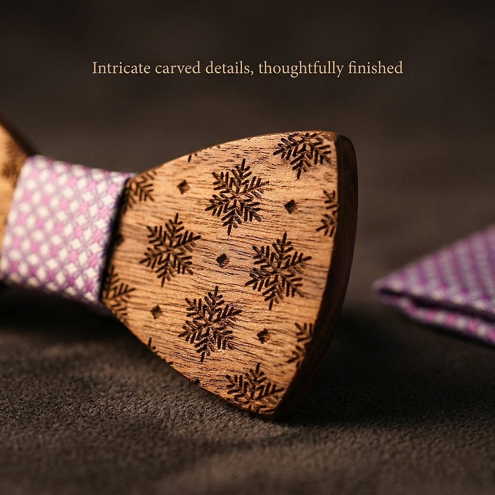 T228 T228  Snowflake Cutout Bow Tie Set, Walnut — view 3