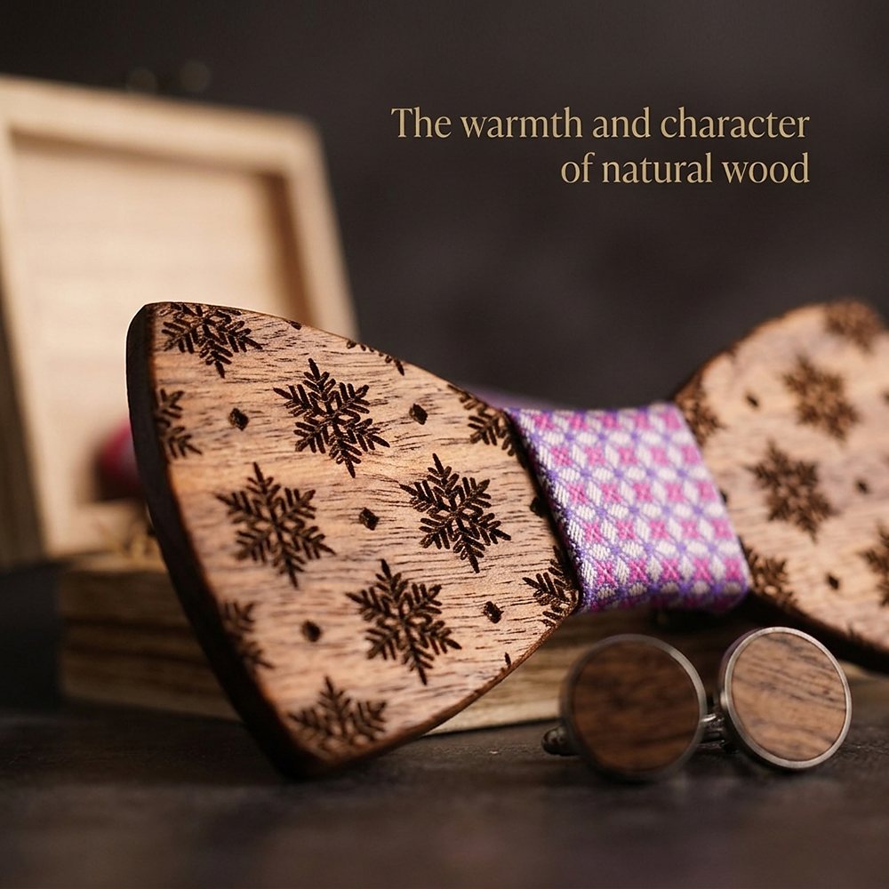 T228 T228  Snowflake Cutout Bow Tie Set, Walnut — view 5