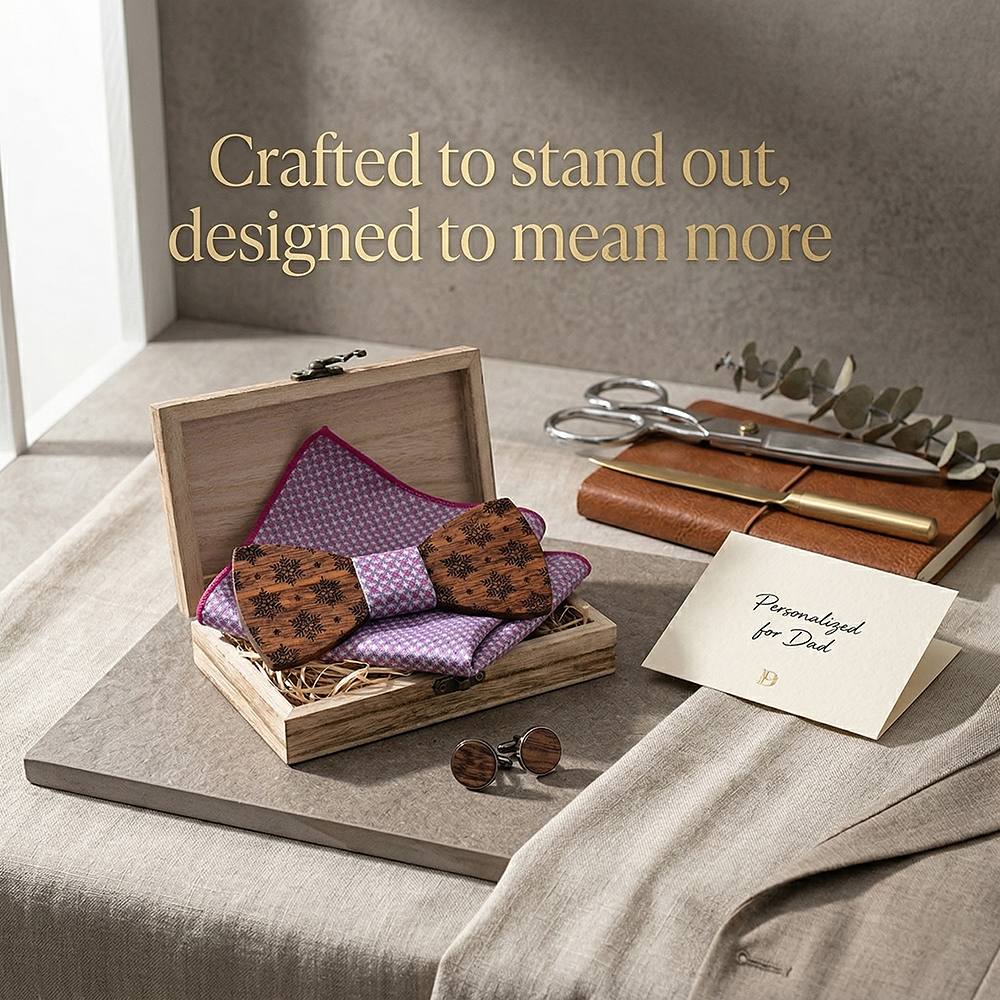 T228 T228  Snowflake Cutout Bow Tie Set, Walnut — view 8