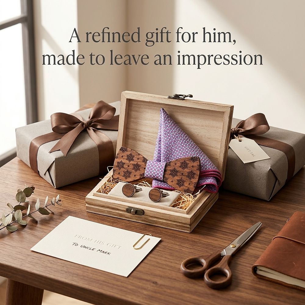 T228 T228  Snowflake Cutout Bow Tie Set, Walnut — view 9