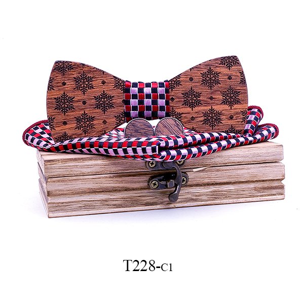 T228 T228  Snowflake Cutout Bow Tie Set, Walnut — colour C1