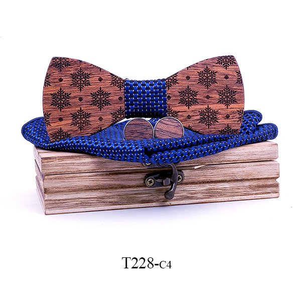T228 T228  Snowflake Cutout Bow Tie Set, Walnut — colour C4