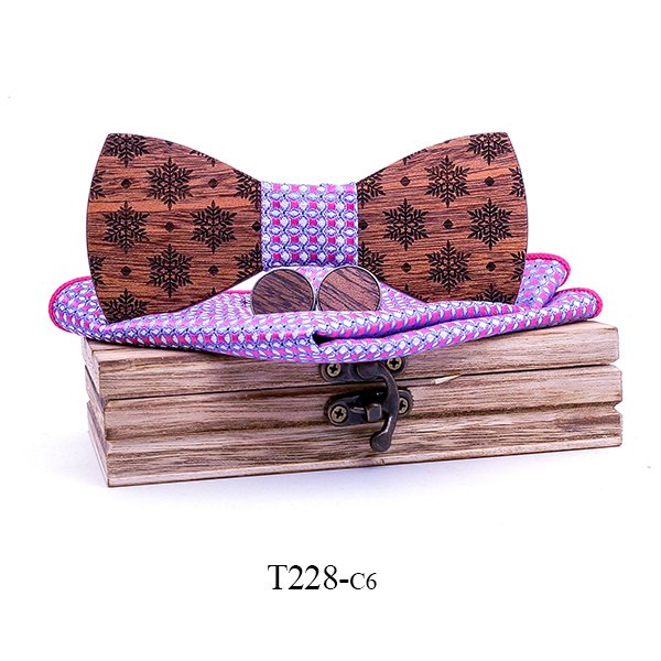 T228 T228  Snowflake Cutout Bow Tie Set, Walnut — colour C6