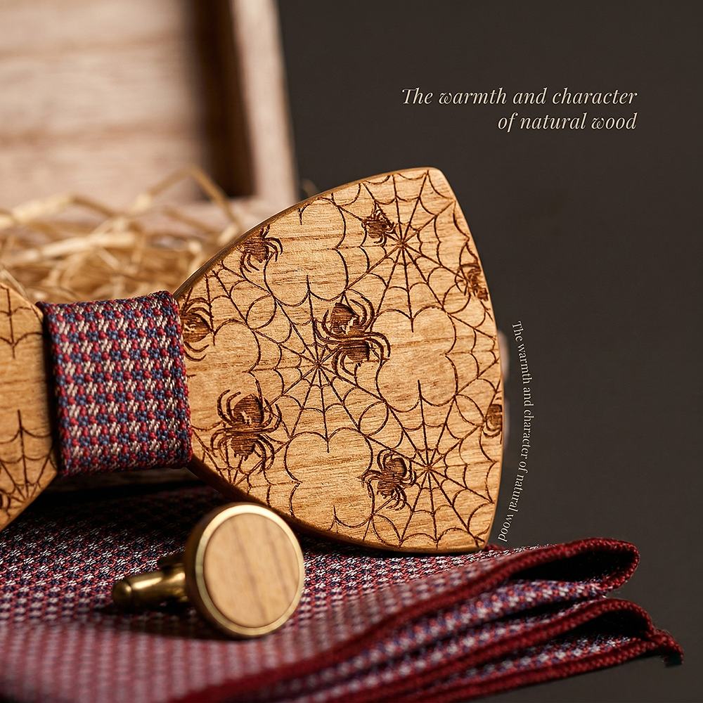 T229 T229  Solid Grain Bow Tie Set, Walnut — view 5