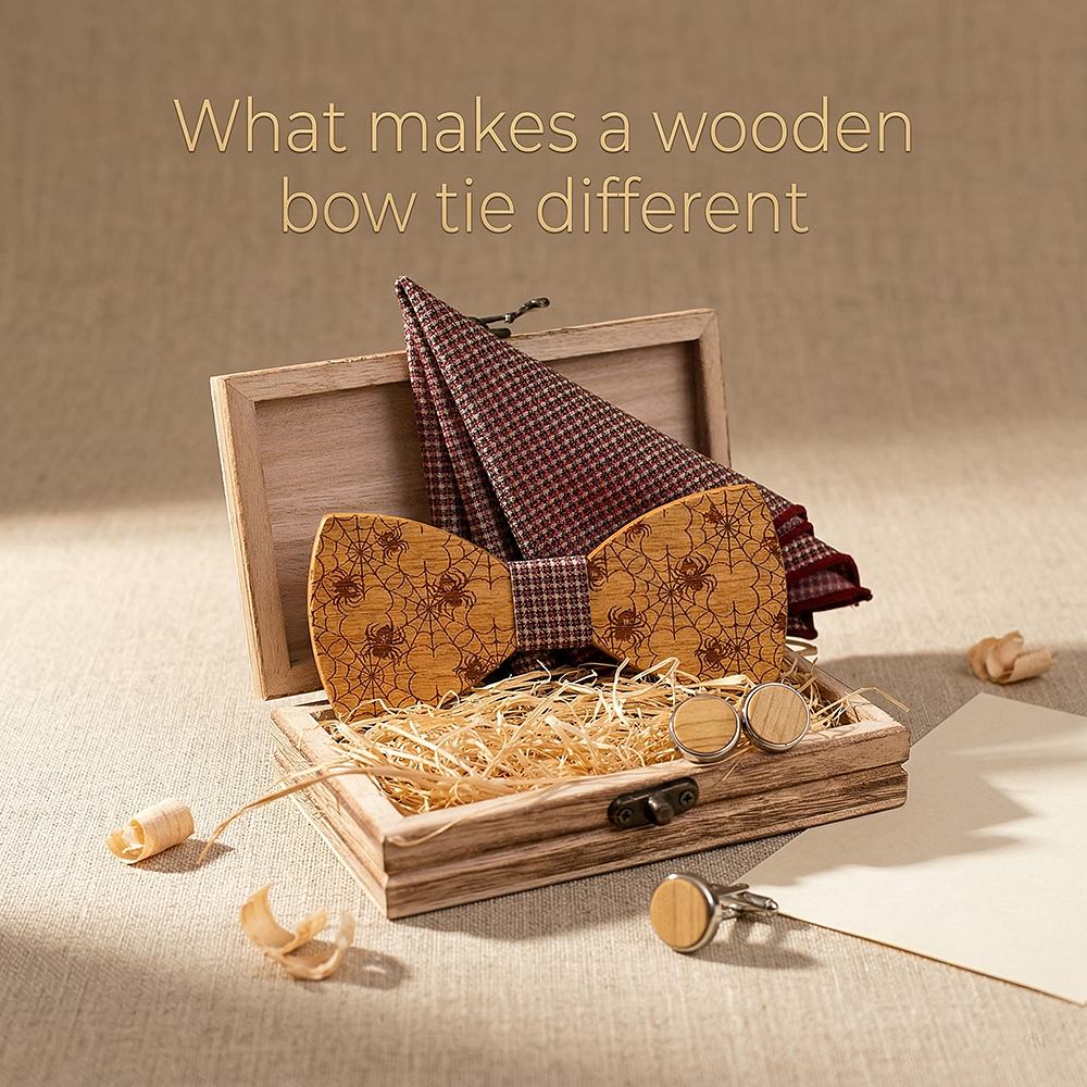 T229 T229  Solid Grain Bow Tie Set, Walnut — view 9