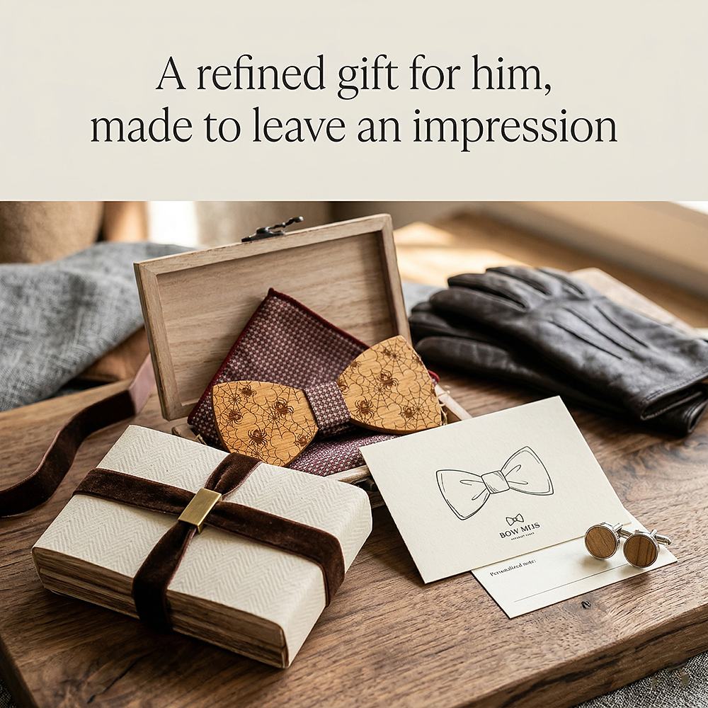 T229 T229  Solid Grain Bow Tie Set, Walnut — view 10