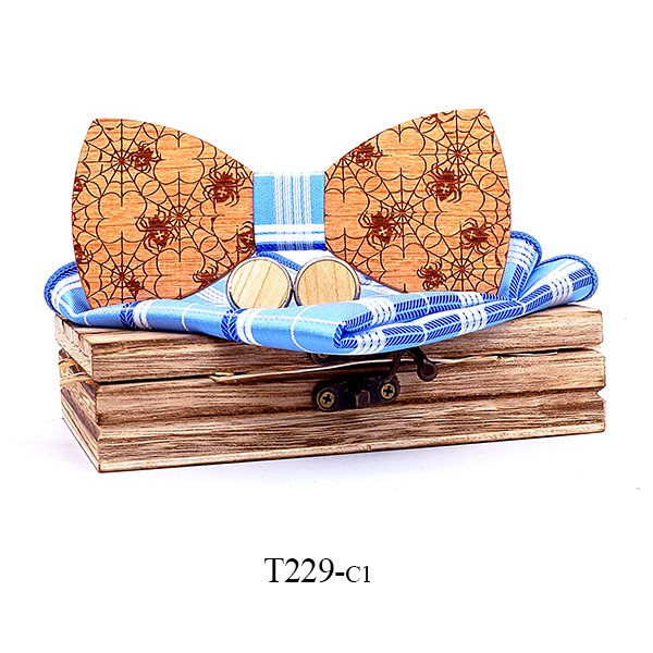 T229 T229  Solid Grain Bow Tie Set, Walnut — colour C1
