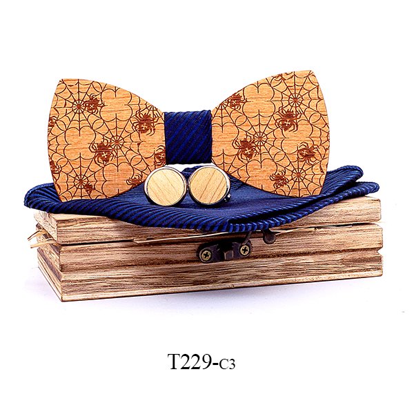T229 T229  Solid Grain Bow Tie Set, Walnut — colour C3