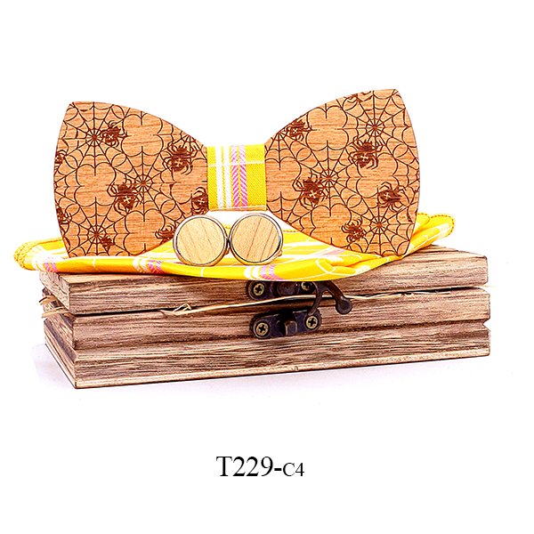 T229 T229  Solid Grain Bow Tie Set, Walnut — colour C4