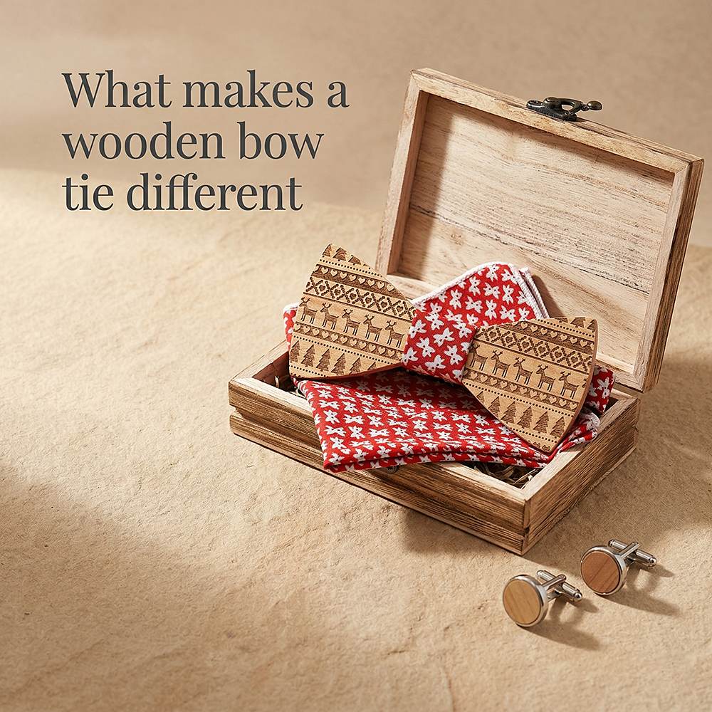 T230 T230  Tribal Geometric Engraving Bow Tie Set, Maple — view 9