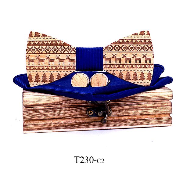 T230 T230  Tribal Geometric Engraving Bow Tie Set, Maple — colour C2