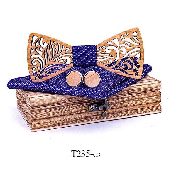 T235 T235  Floral Scroll Cutout Bow Tie Set, Walnut — colour C3