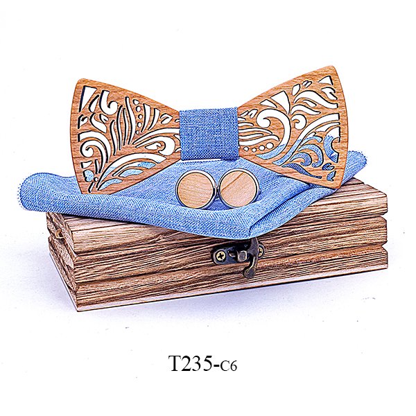 T235 T235  Floral Scroll Cutout Bow Tie Set, Walnut — colour C6