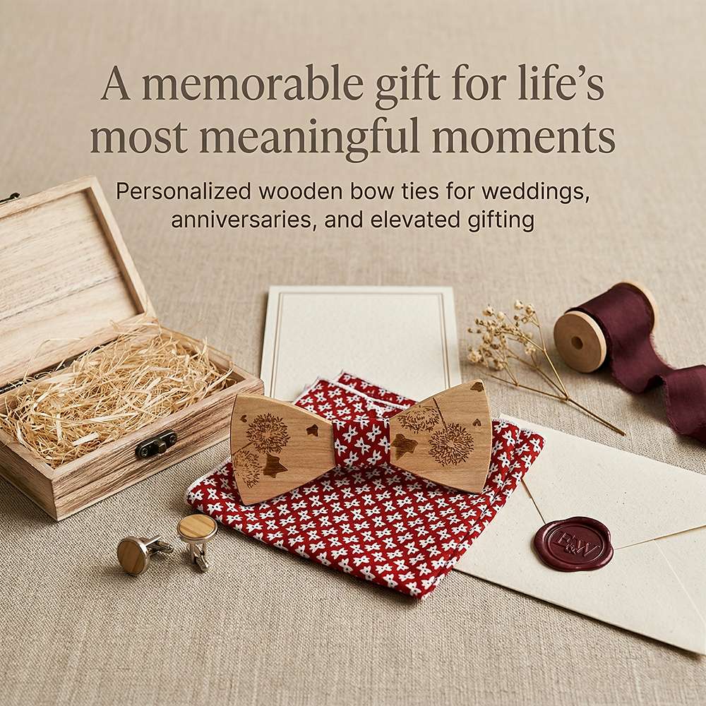 T237 T237  Dandelion Engraving Bow Tie Set, Maple — view 6