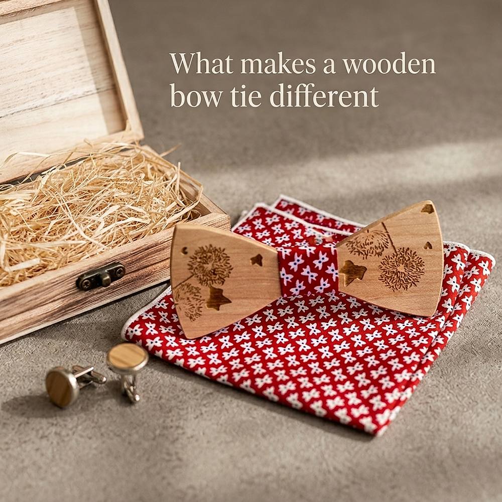 T237 T237  Dandelion Engraving Bow Tie Set, Maple — view 8