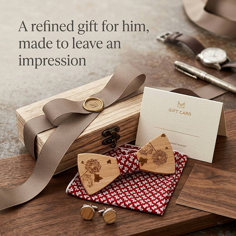 T237 T237  Dandelion Engraving Bow Tie Set, Maple — view 9
