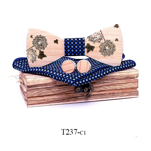 T237 T237  Dandelion Engraving Bow Tie Set, Maple — colour C1