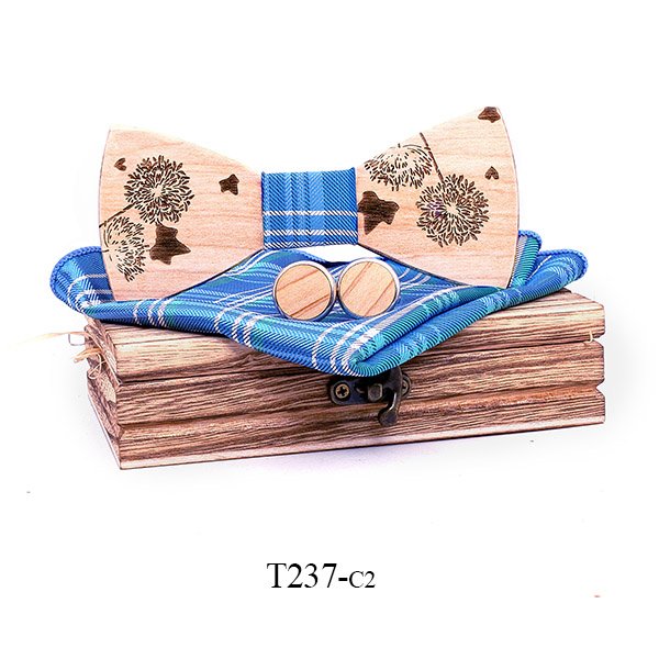 T237 T237  Dandelion Engraving Bow Tie Set, Maple — colour C2