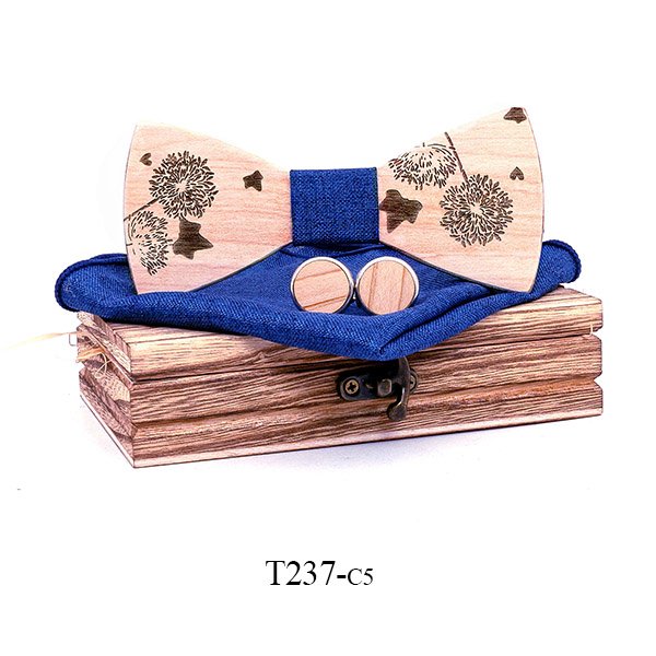 T237 T237  Dandelion Engraving Bow Tie Set, Maple — colour C5