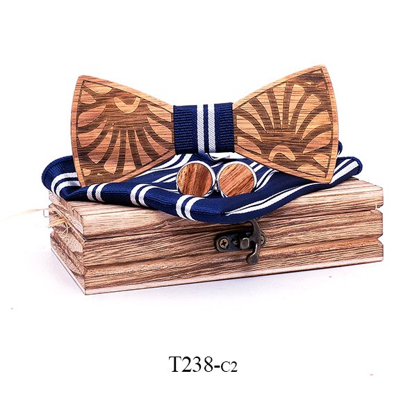 T238 T238  Feather Engraving Bow Tie Set, Walnut — colour C2