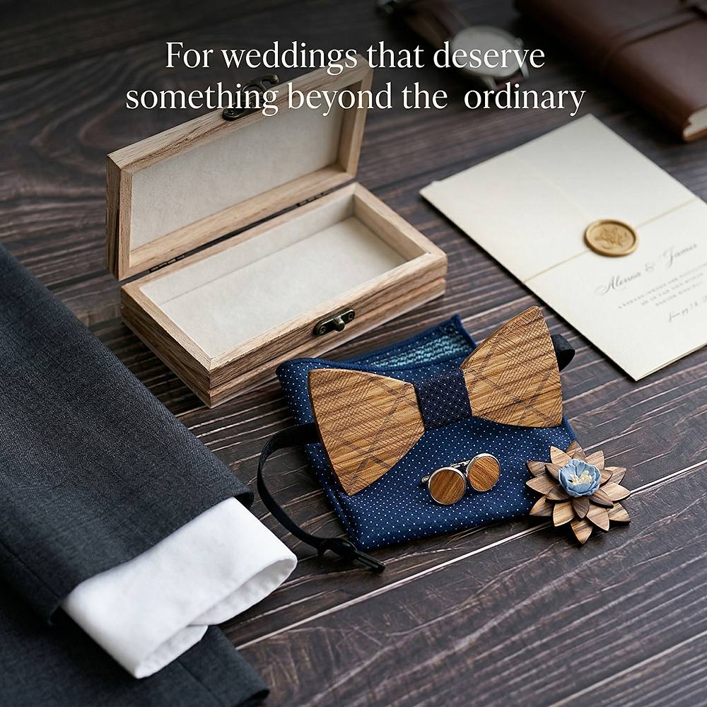 T239 T239  Grain Bow Tie Set, Zebrawood — view 2