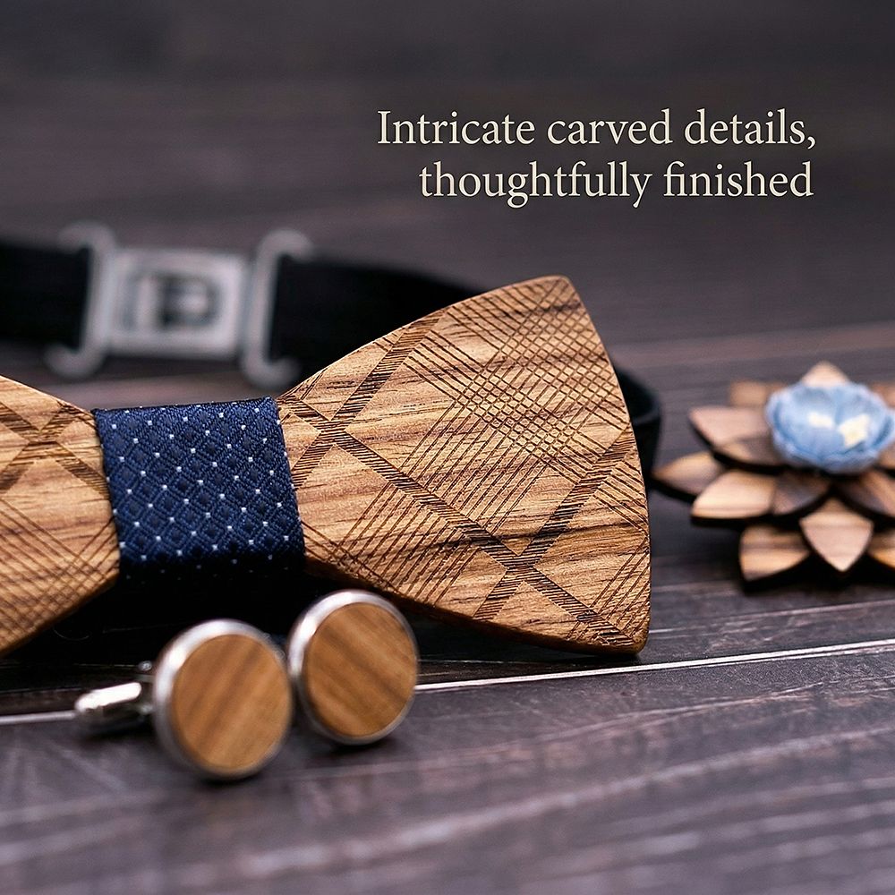 T239 T239  Grain Bow Tie Set, Zebrawood — view 3