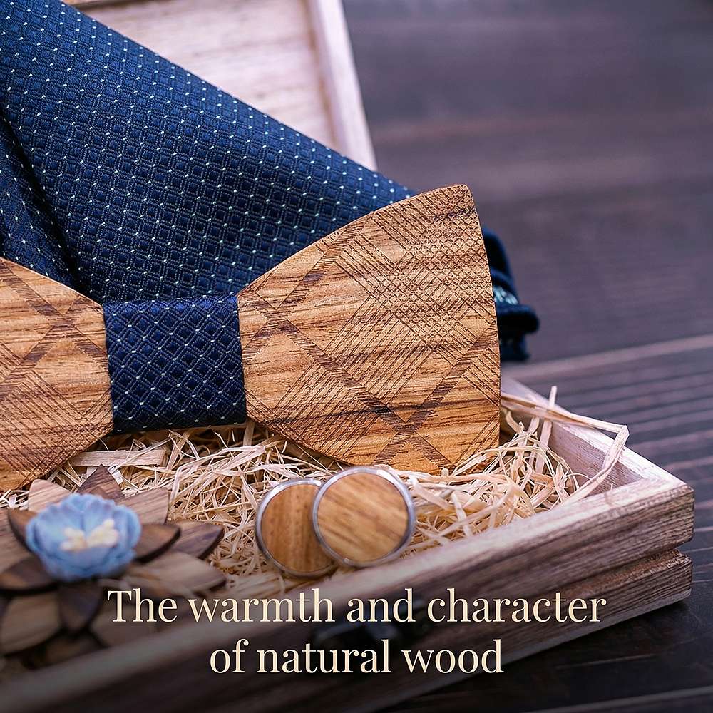 T239 T239  Grain Bow Tie Set, Zebrawood — view 5