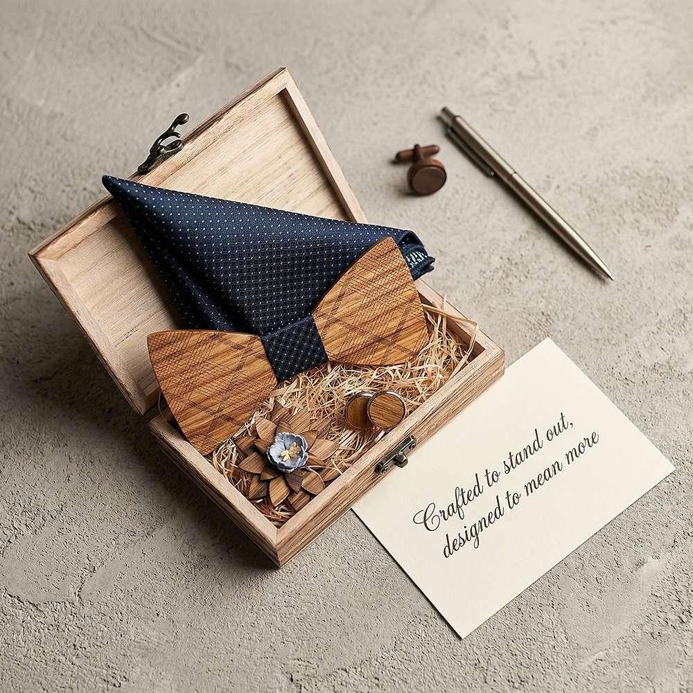 T239 T239  Grain Bow Tie Set, Zebrawood — view 8