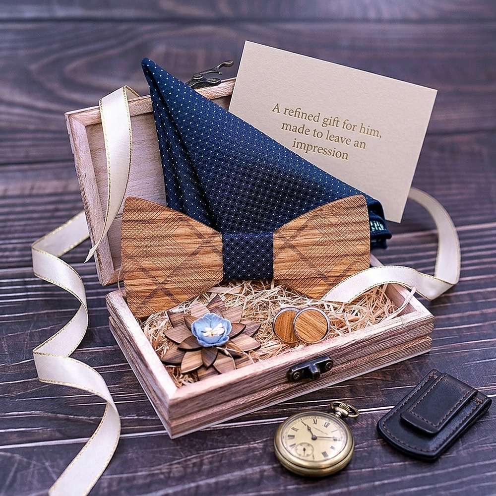 T239 T239  Grain Bow Tie Set, Zebrawood — view 10