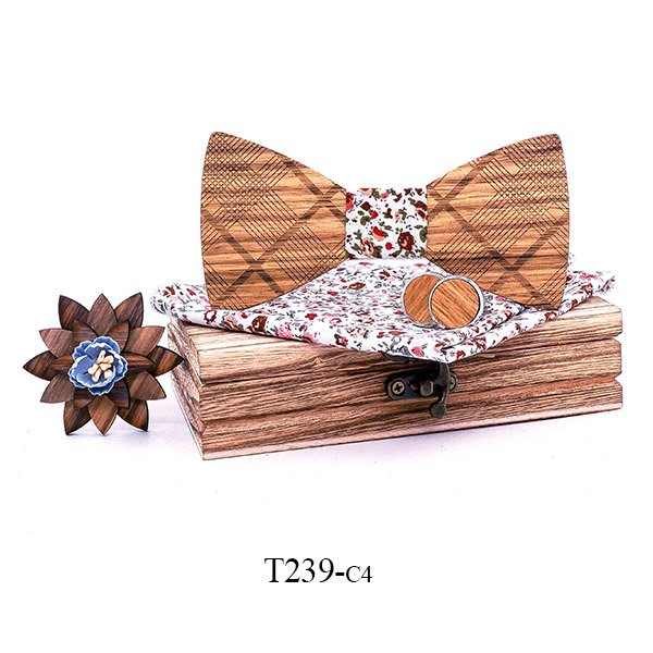 T239 T239  Grain Bow Tie Set, Zebrawood — colour C4