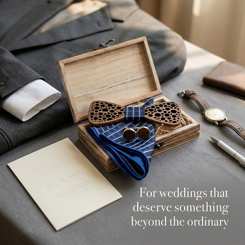 T241 T241  Damask Floral Cutout Bow Tie Set, Walnut — view 2