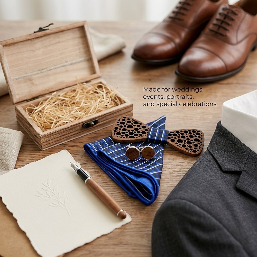 T241 T241  Damask Floral Cutout Bow Tie Set, Walnut — view 4