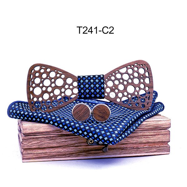 T241 T241  Damask Floral Cutout Bow Tie Set, Walnut — colour C2