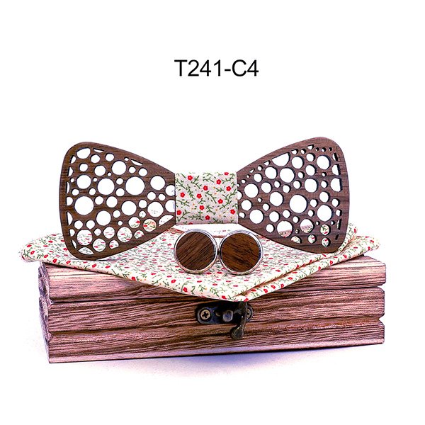T241 T241  Damask Floral Cutout Bow Tie Set, Walnut — colour C4