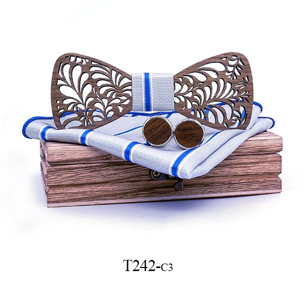 T242 T242  Floral Vine Cutout Bow Tie Set, Walnut — colour C3
